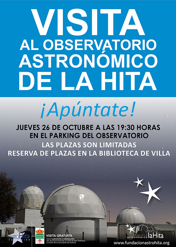 Visita el Observatorio Astronómico La Hita este jueves 26 de octubre de 2017