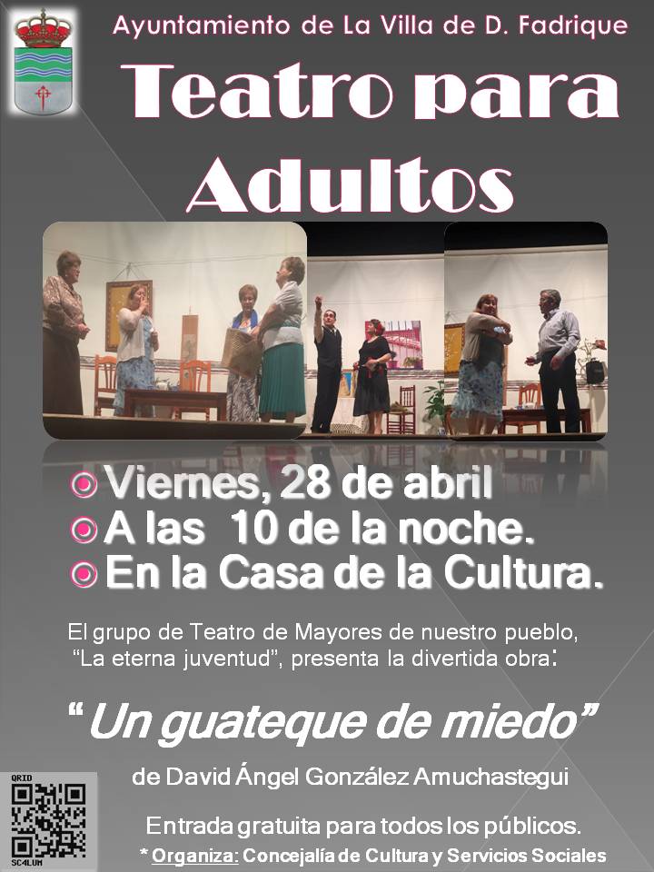 Teatro para adultos el próximo viernes 28 de abril en La Villa de Don Fadrique