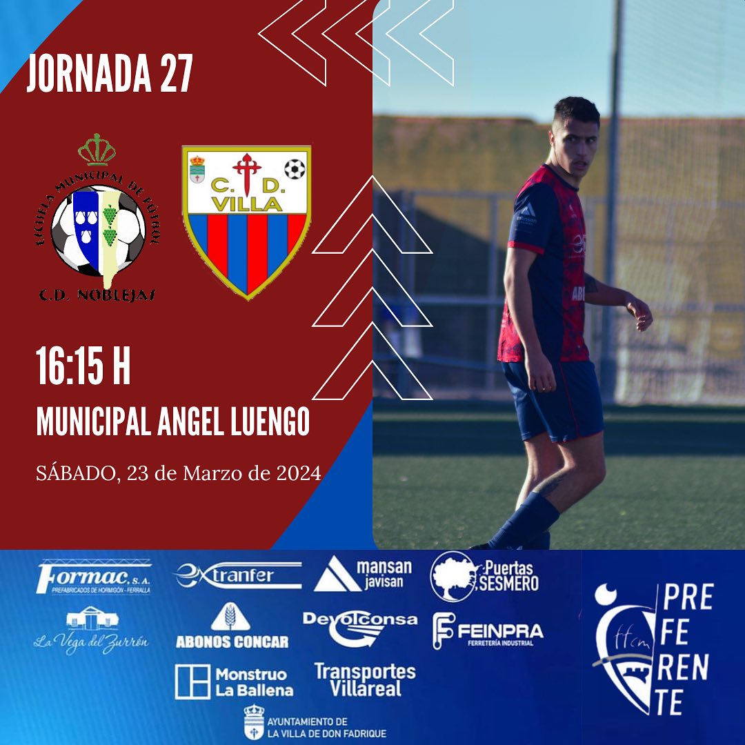 Gran cita del CD Villa contra el líder y máximo favorito al ascenso, el CD Noblejas Noblejas CDVilla