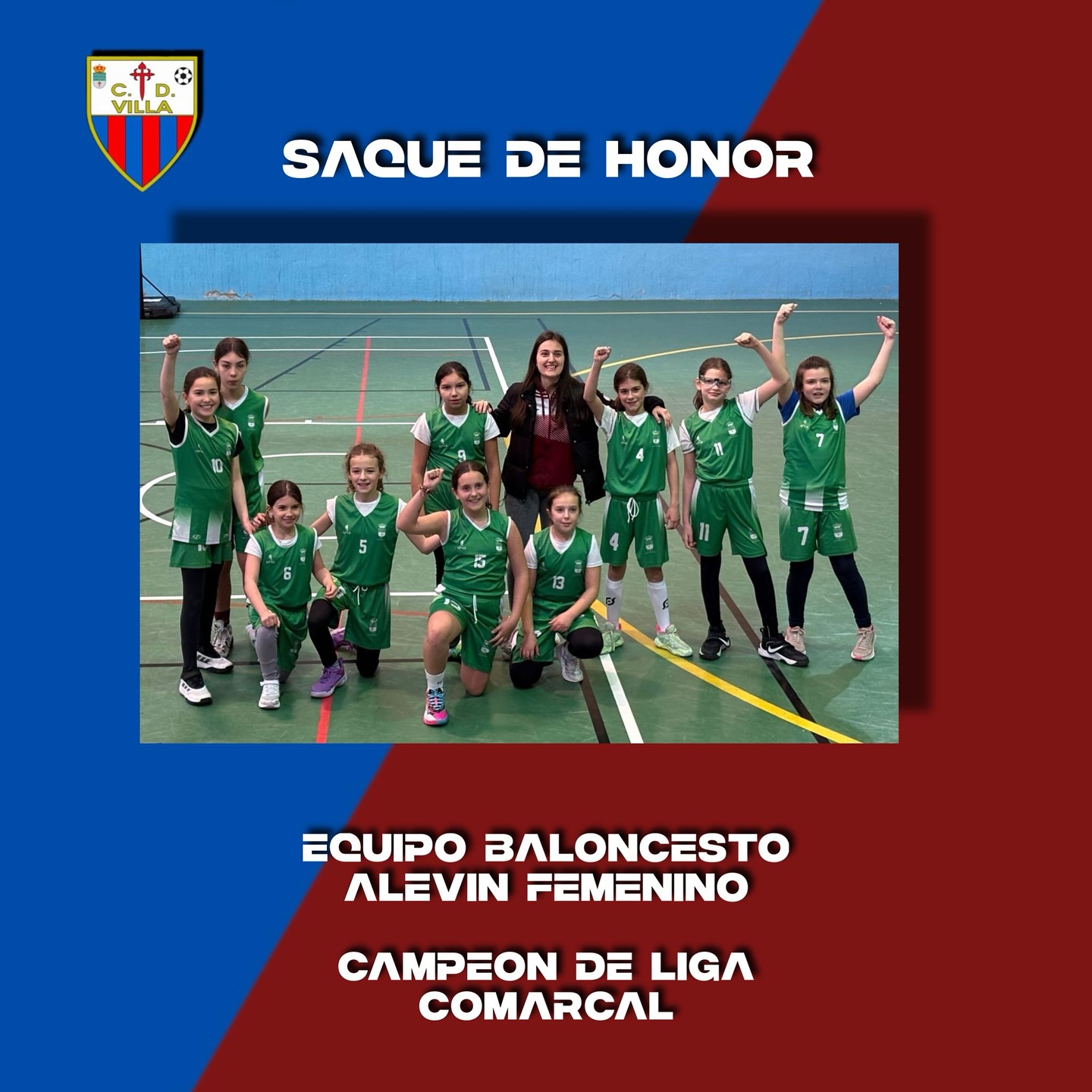 HomenajeEquipoAlevinBasketenpartidoCDVilla