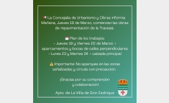 Este jueves, 19 de marzo, arrancan los trabajos de repavimentación de la travesía