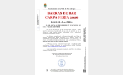 Abierto el plazo de presentación de solicitudes para la adjudicación de dos barras de bar en la Carpa de la Feria y Fiestas 2026